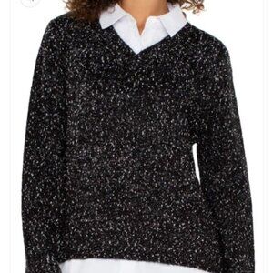 Sadie &‎ Sage Womens Black & White Acrylic Sweater V neck size small